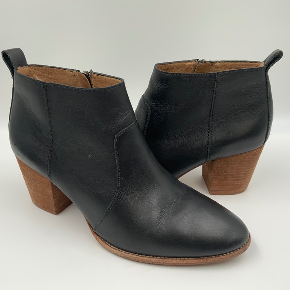 Madewell Shoes - Madewell The Billie Boot Black Leather Block Heel Ankle Booties G8025 Womens 9